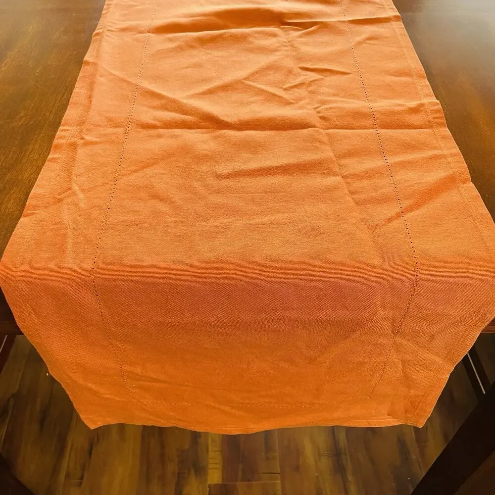 Nicole Miller Table Runner Harvest Orange Rectangle Fall Autumn Cotton 16